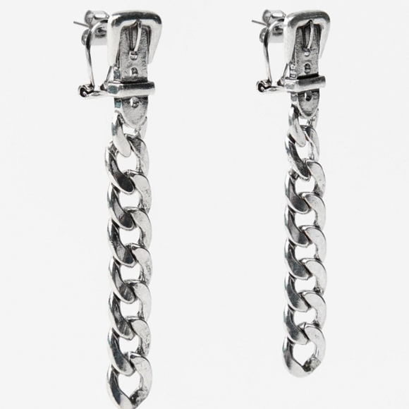 Zara Silver Chain Buckle Earrings - Picture 4 of 4